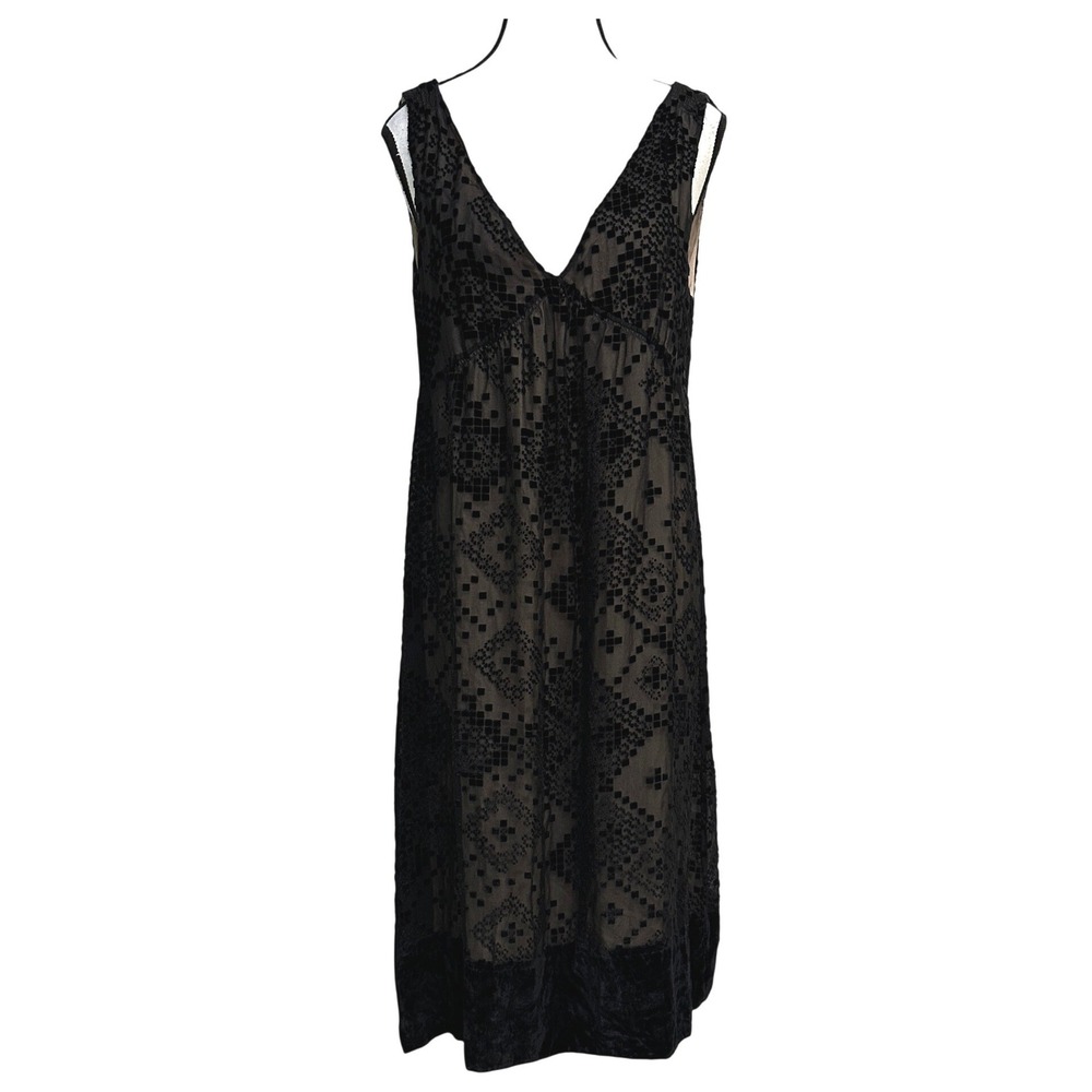 Robin Howe Silk Velvet Burnout Dress Women 12 Black 90s Whimsigoth Grunge Witchy - Picture 3 of 12